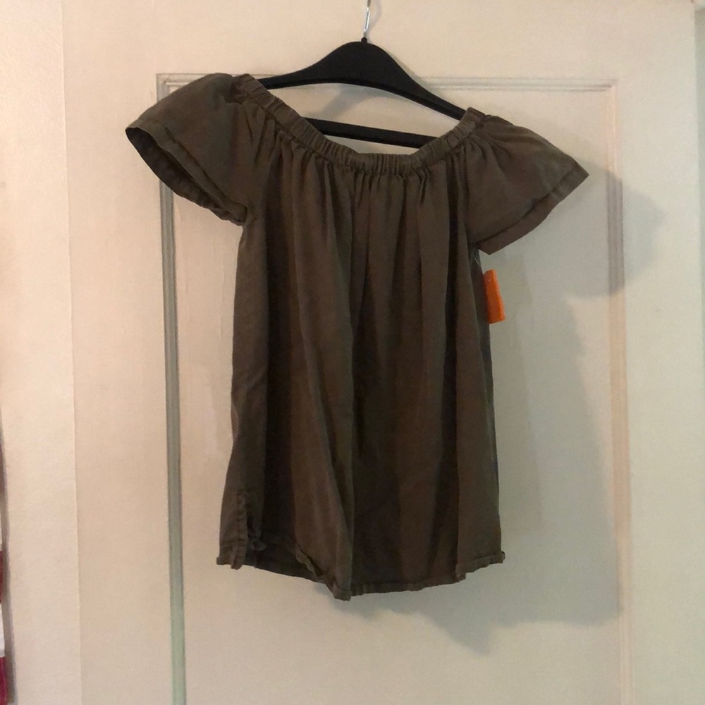 Green over the shoulder top